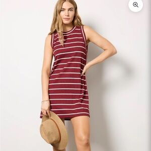 Evereve Red Ribbed T-shirt Dress